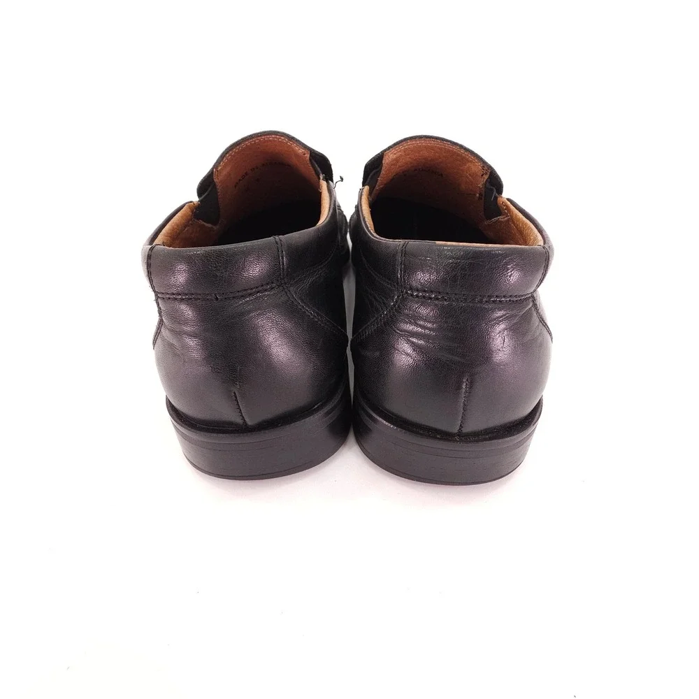 Venturini Loafer Men 7.5 Black Leather Square Toe Slip On Dress Shoes Minimalist